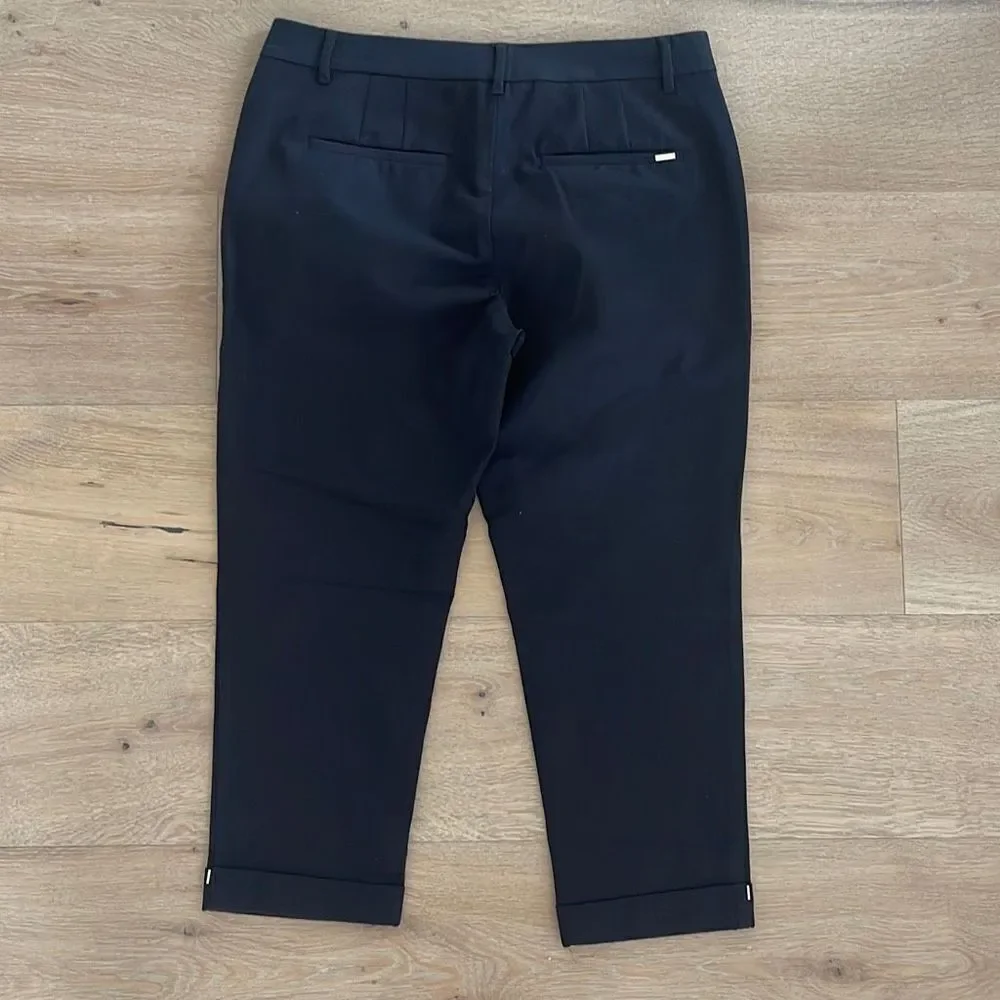 White House Black Market Womens‎ The Slim Crop Pants Stretch Cuffed Black Size 8